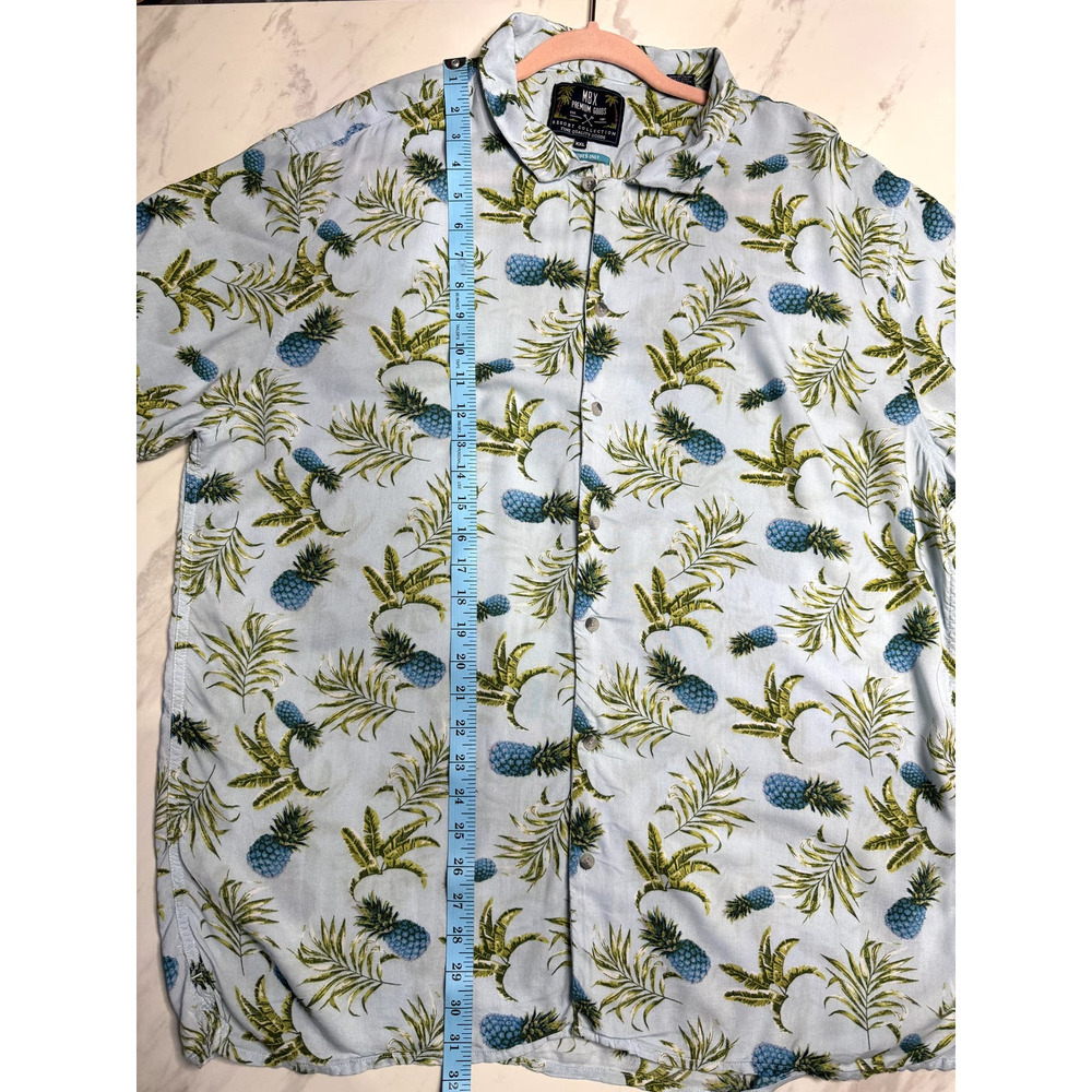 MBX Premium Goods Resort Collection Pineapple Button Down Shirt XXL White Yellow - Picture 8 of 8